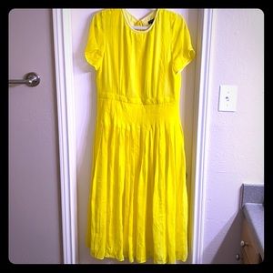 J. Crew midi dress chiffon embroidered 14 yellow